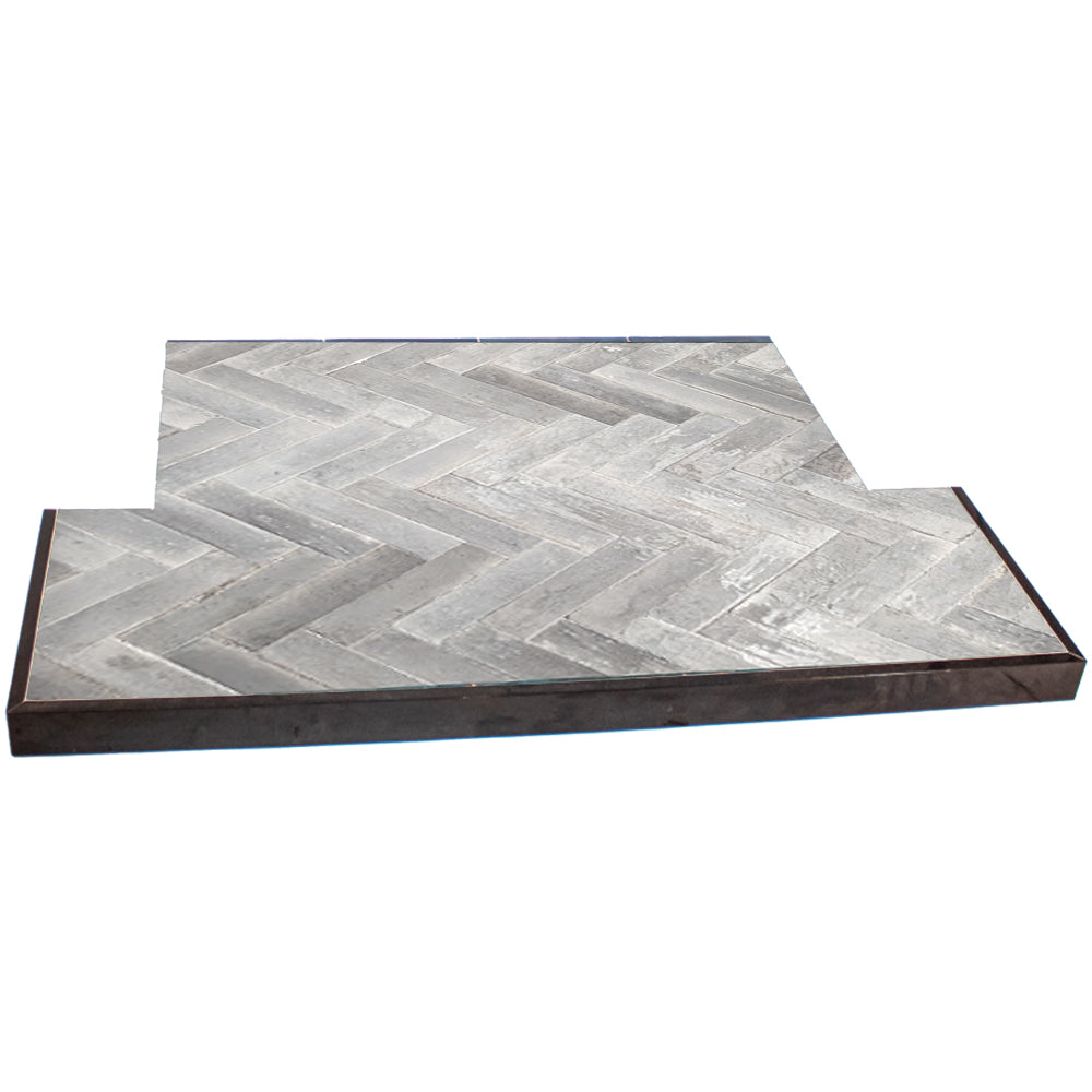 Lume White Tiled Hearth Herringbone 48x15