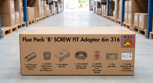 Flue Pack 'B' SCREW FIT Adaptor 6" 316