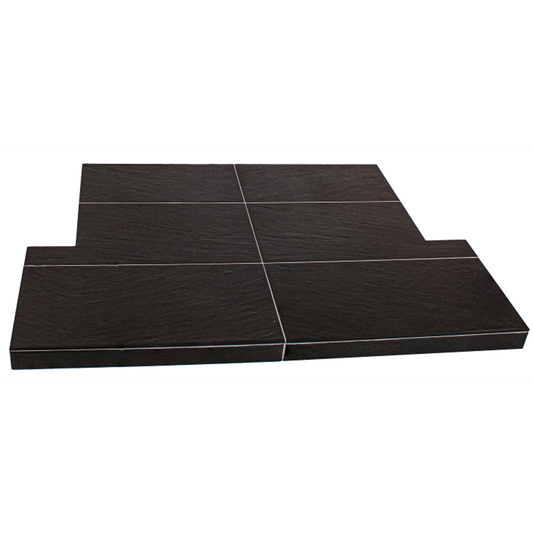 Black Riven Slate Effect Tiled Hearth 24x24