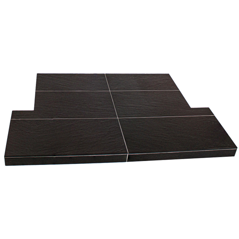 Black Riven Slate Effect Tiled Hearth 24x24