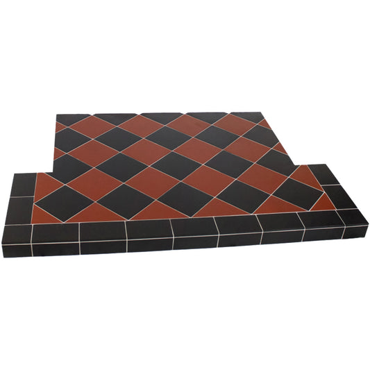 Diamond Quarry Black & Red Tiled Hearth 54x15 c/w tongue