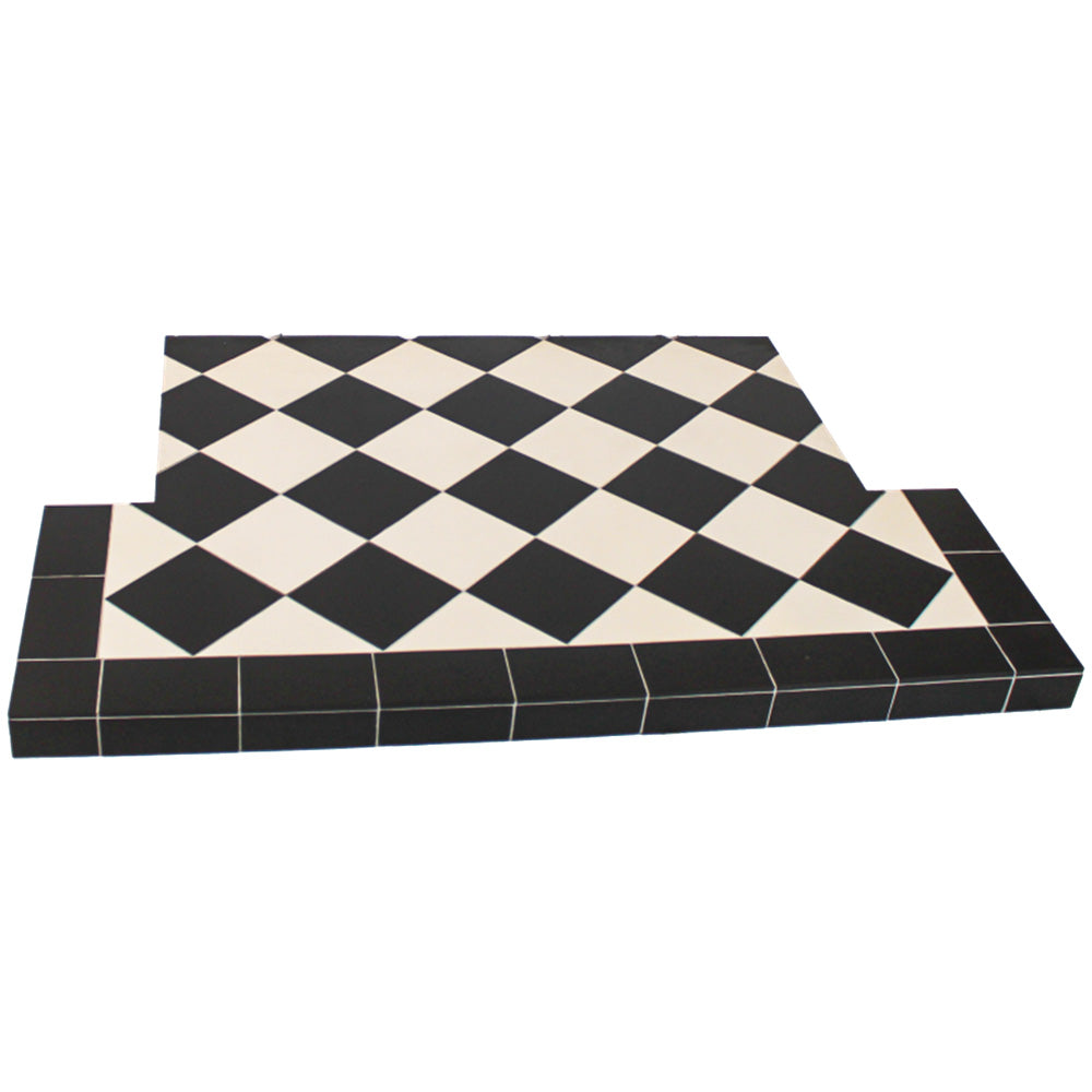 Diamond Quarry Black & White Tiled Hearth 48x15 c/w tongue