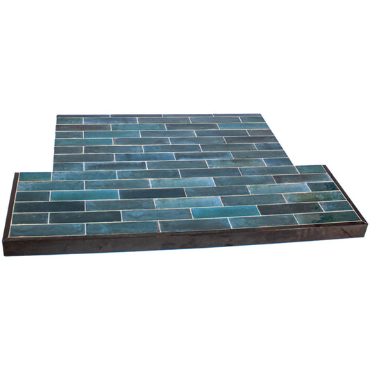 Lume Blue Tiled Hearth Brick Bond 54x15