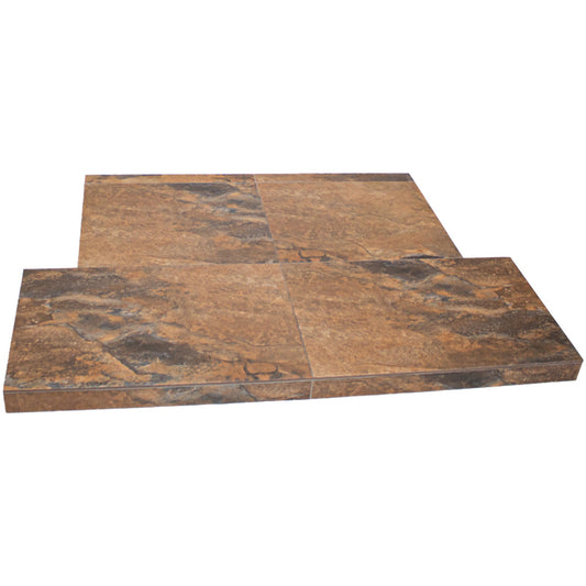 Mocha Riven Slate Effect Tiled Hearth 48c15